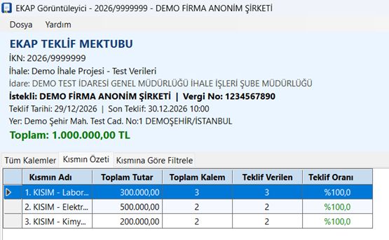 EKAP Teklif XML Görüntüleyici
